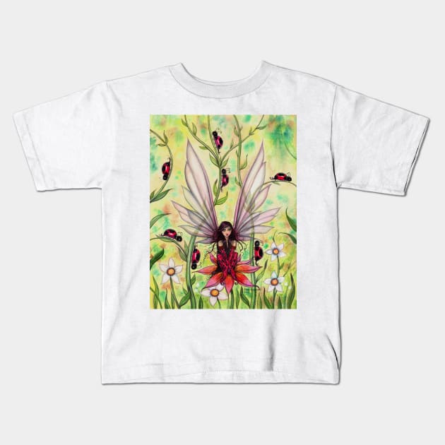 Ladybug Fairy Fantasy Illustration Kids T-Shirt by robmolily